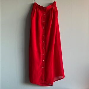 Vintage Red Button-Down Long Skirt